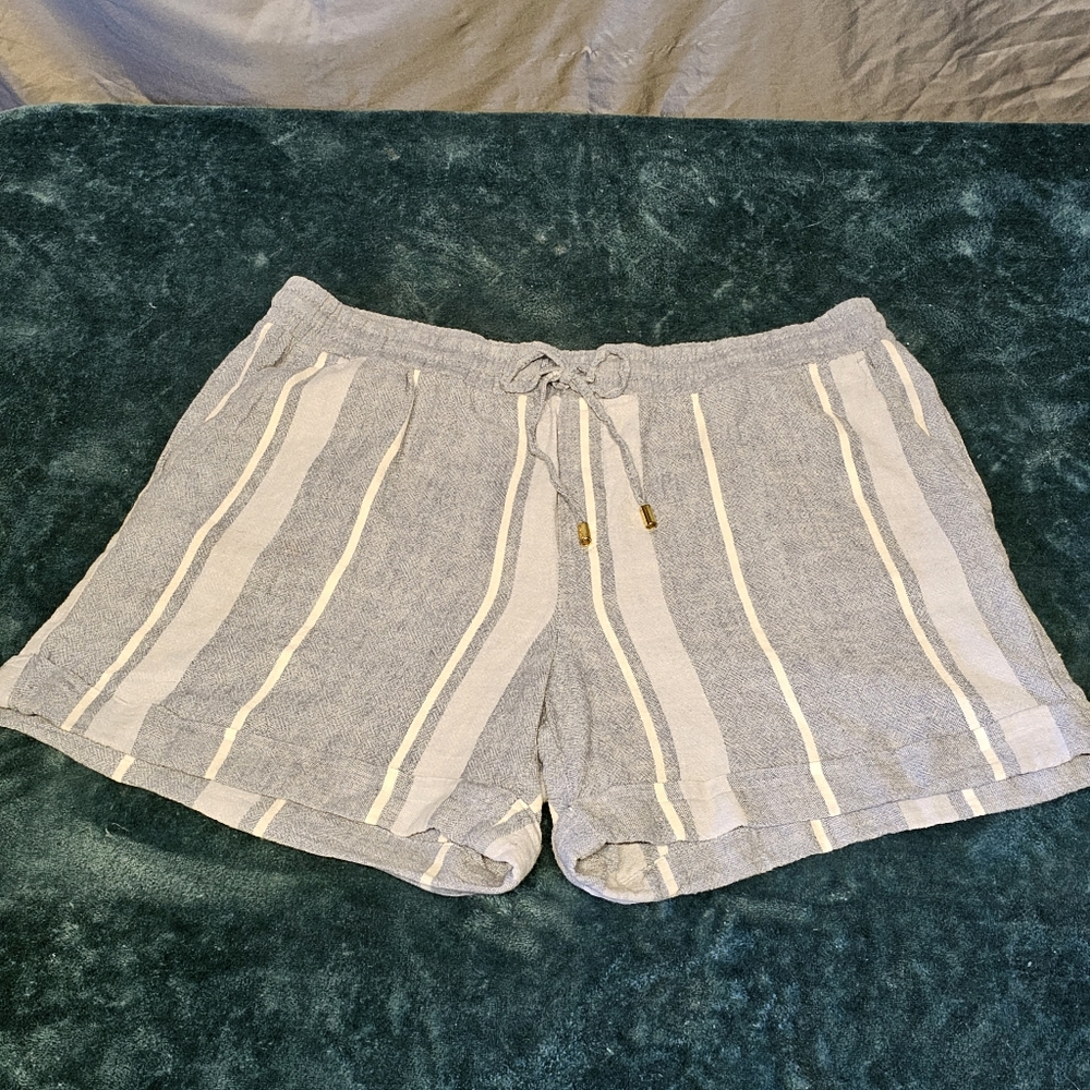 3/$25 Ellen Tracy Blue & White Linen Shorts